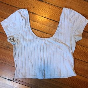 Light blue ribbed crop